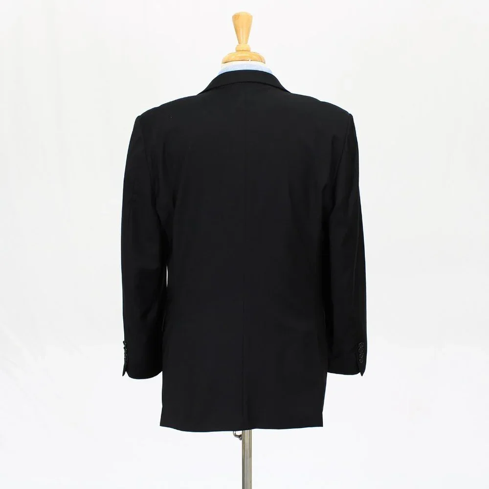 John W. Nordstrom 40R Black Solid 2-Button Sport Coat Blazer Jacket O246